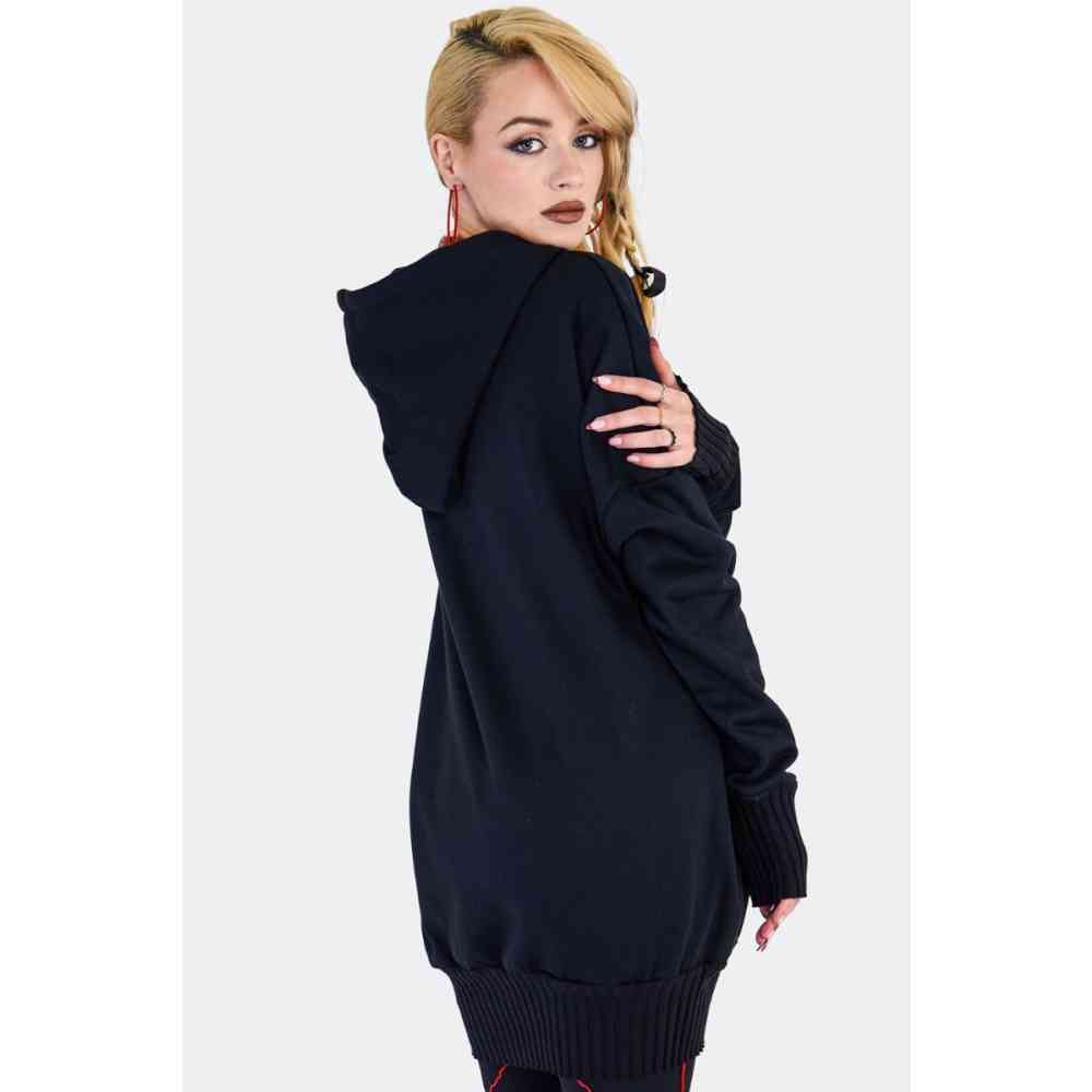 Jawbreaker - Zip Front Oversized Hoodie - Black